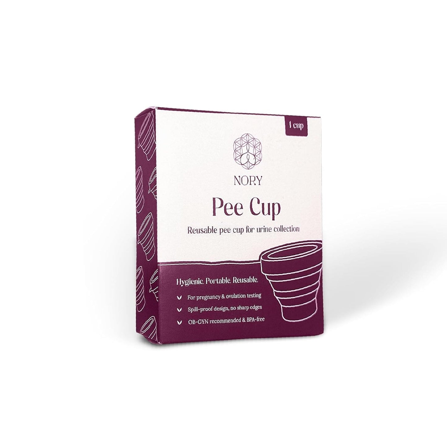 Nory No-Mess Pee Cup – Collapsible, Reusable Urine Collection Cup with Extended Handle – Mess-Free Sample Collection for Women