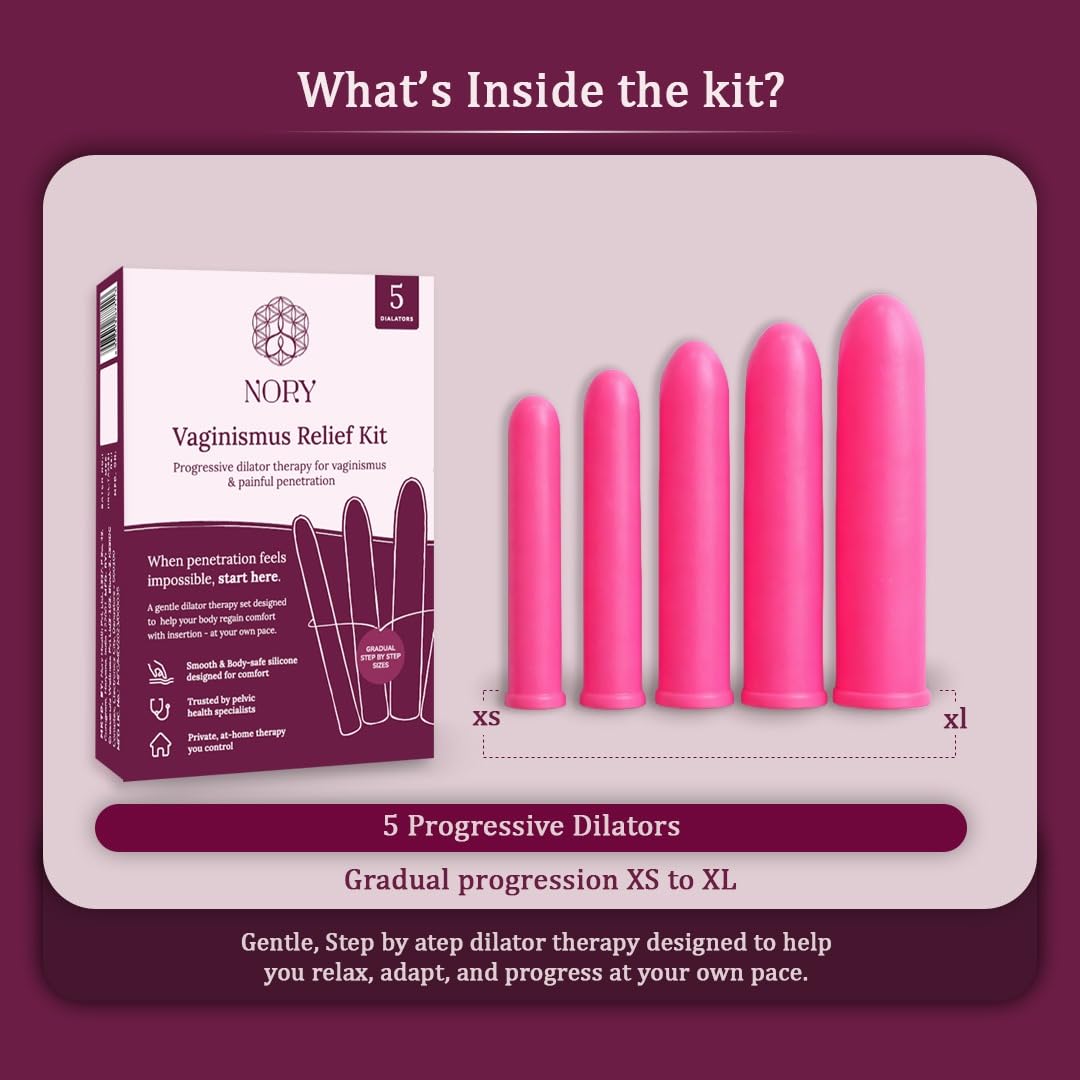 NORY Medical Dilator Set of 5 | Silicone Flexible Dilators for Women | Pelvic Floor Exerciser Personal Care Kit | 5 Diameter Sizes - 29.4 cm, 25.08 cm, 20.08 cm, 15.01 cm, 11.43 cm