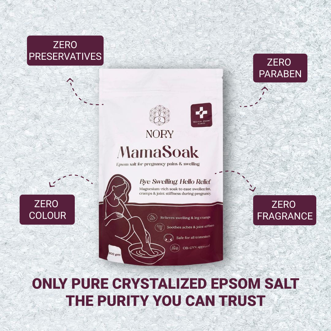 Nory Mamasoak Epsom Salt for Pregnancy Relief/Swollen Feet/Cramps & Joint Stiffness, Magnesium Rich Bath Salt for Foot, Relieves Aches & Pain, 800g