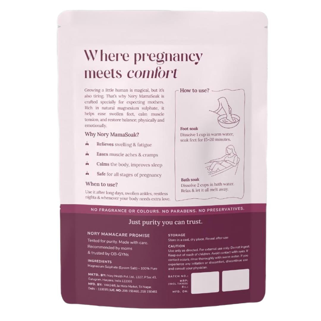 Nory Mamasoak Epsom Salt for Pregnancy Relief/Swollen Feet/Cramps & Joint Stiffness, Magnesium Rich Bath Salt for Foot, Relieves Aches & Pain, 800g