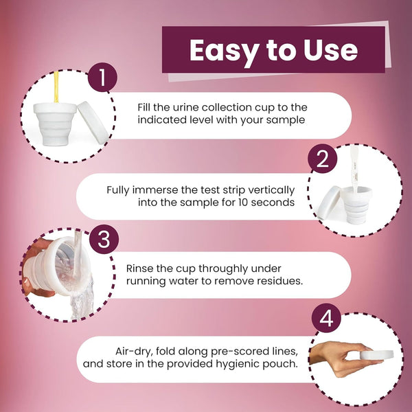 Nory No-Mess Pee Cup – Collapsible, Reusable Urine Collection Cup with Extended Handle – Mess-Free Sample Collection for Women