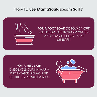 Nory Mamasoak Epsom Salt for Pregnancy Relief/Swollen Feet/Cramps & Joint Stiffness, Magnesium Rich Bath Salt for Foot, Relieves Aches & Pain, 800g