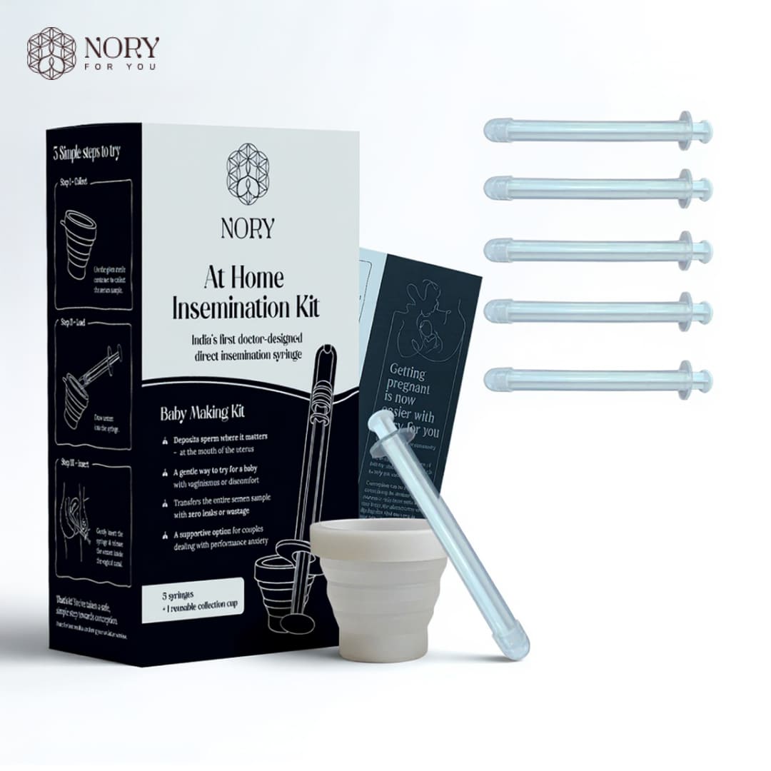 Nory At Home Self Insemination IVI/IUI Kit for Women, Designed By Fertility Doctor, Get Pregnant Naturally, Pack of 5 Syringes and 1 Reusable Collection Cup