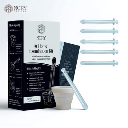 Nory At Home Self Insemination IVI/IUI Kit for Women, Designed By Fertility Doctor, Get Pregnant Naturally, Pack of 5 Syringes and 1 Reusable Collection Cup