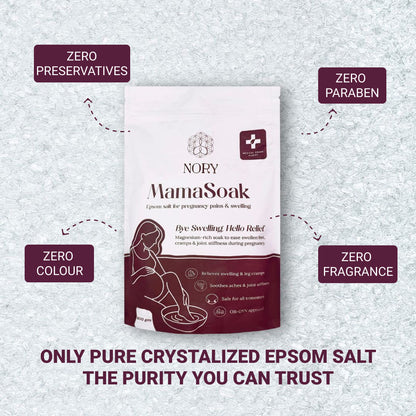 Nory Mamasoak Epsom Salt for Pregnancy Relief/Swollen Feet/Cramps & Joint Stiffness, Magnesium Rich Bath Salt for Foot, Relieves Aches & Pain, 800g