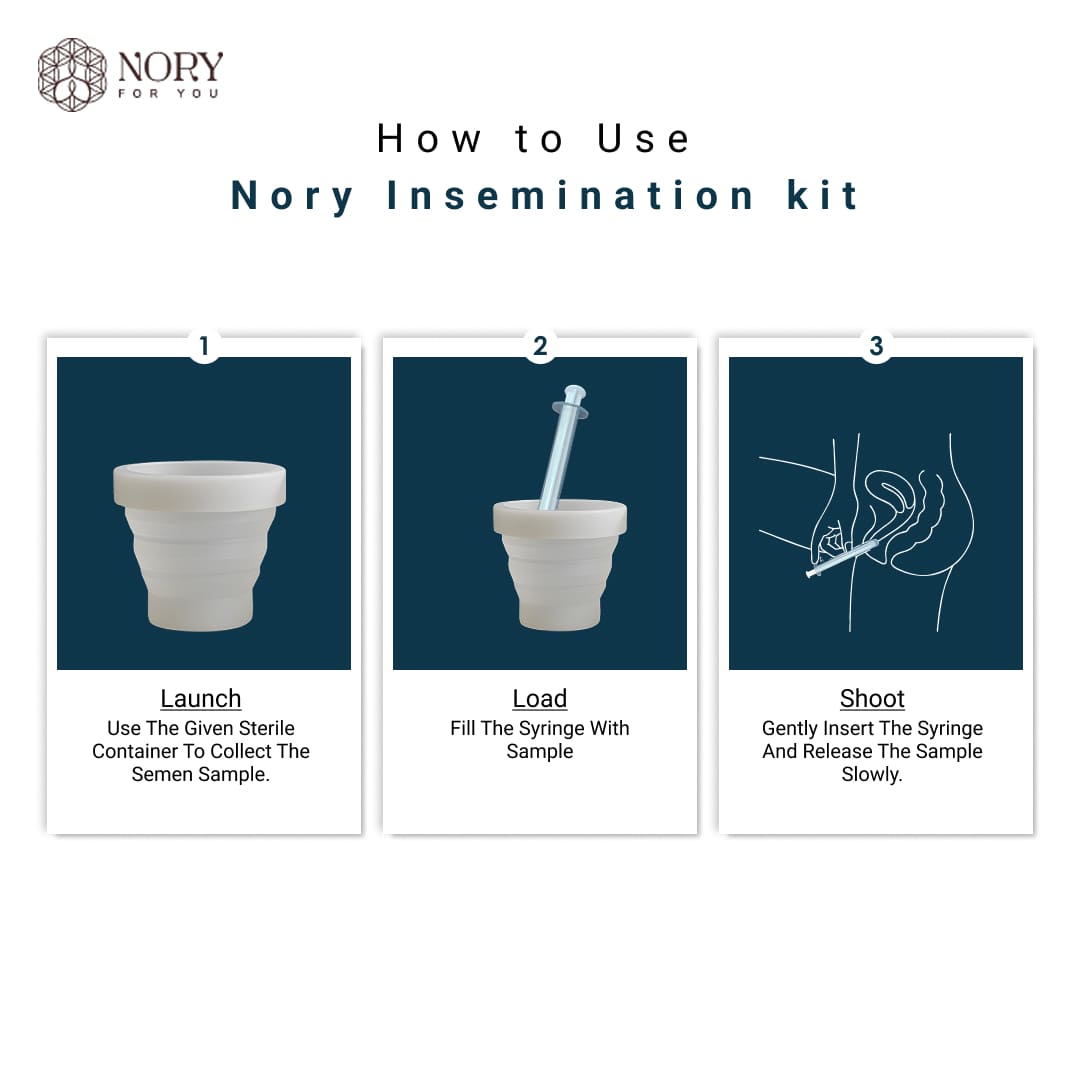 Nory At Home Self Insemination IVI/IUI Kit for Women, Designed By Fertility Doctor, Get Pregnant Naturally, Pack of 5 Syringes and 1 Reusable Collection Cup