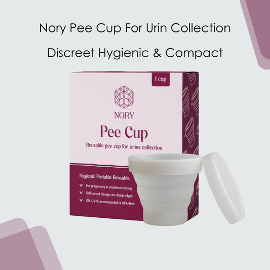 Nory No-Mess Pee Cup – Collapsible, Reusable Urine Collection Cup with Extended Handle – Mess-Free Sample Collection for Women