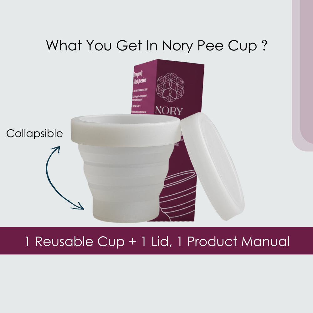 Nory No-Mess Pee Cup – Collapsible, Reusable Urine Collection Cup with Extended Handle – Mess-Free Sample Collection for Women